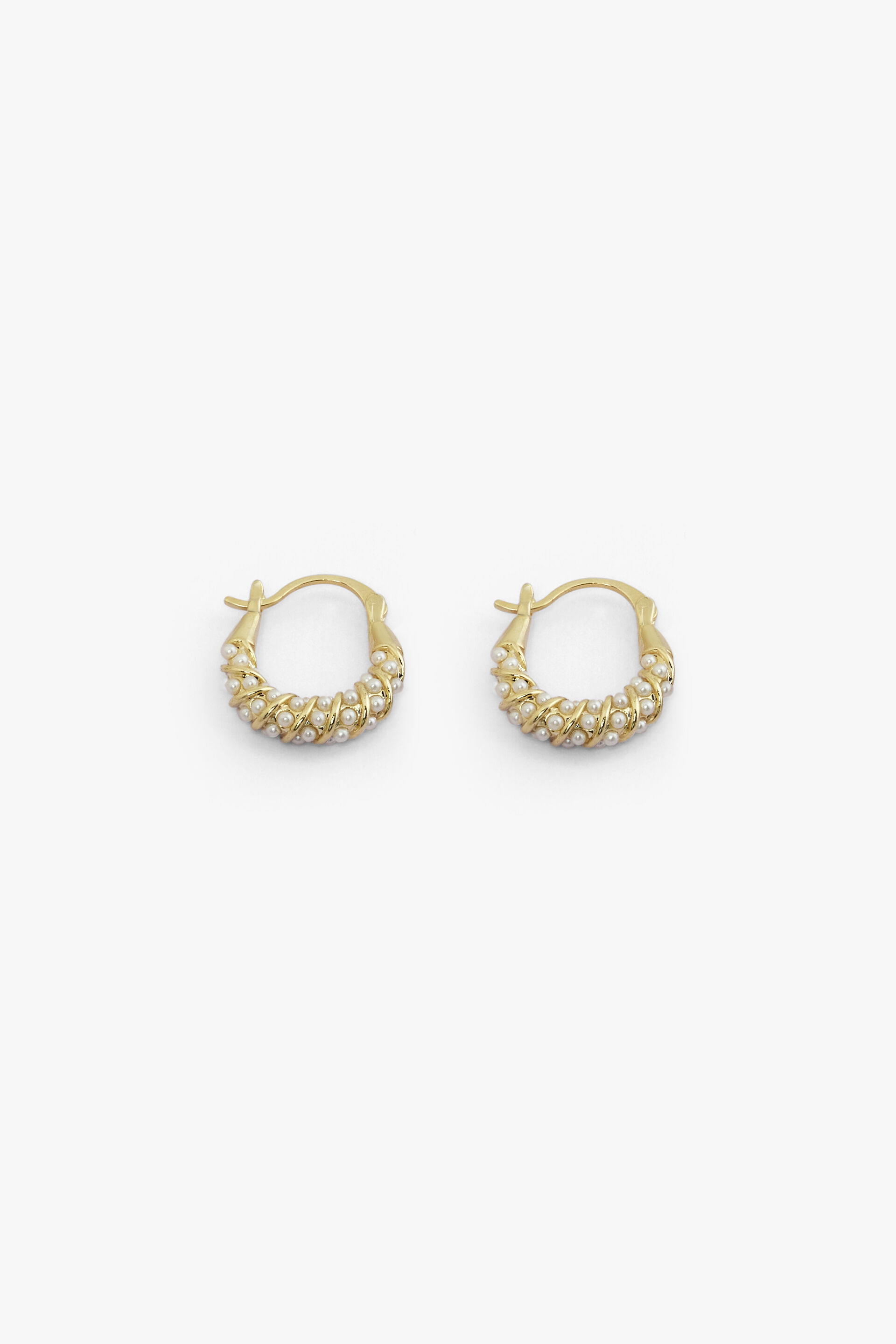 Encrusted Pearl Hoops, , image 1